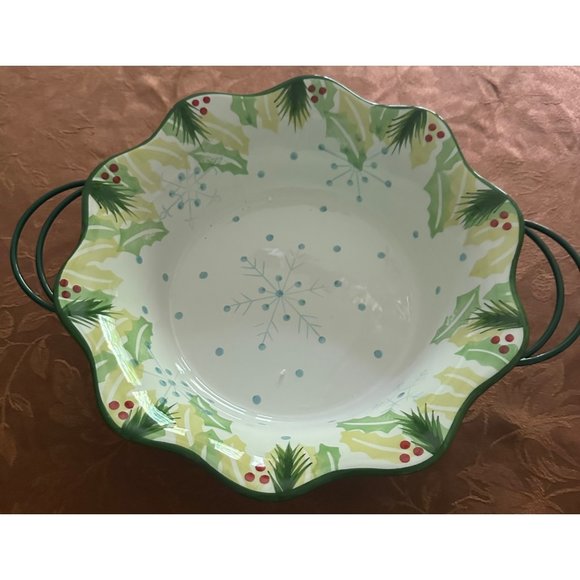 Set of 2 Temp-Tations HOMETOWN CHRISTMAS HOLLY 9" & 11” ROUND BAKER W/RACKS NEW - Picture 5 of 9